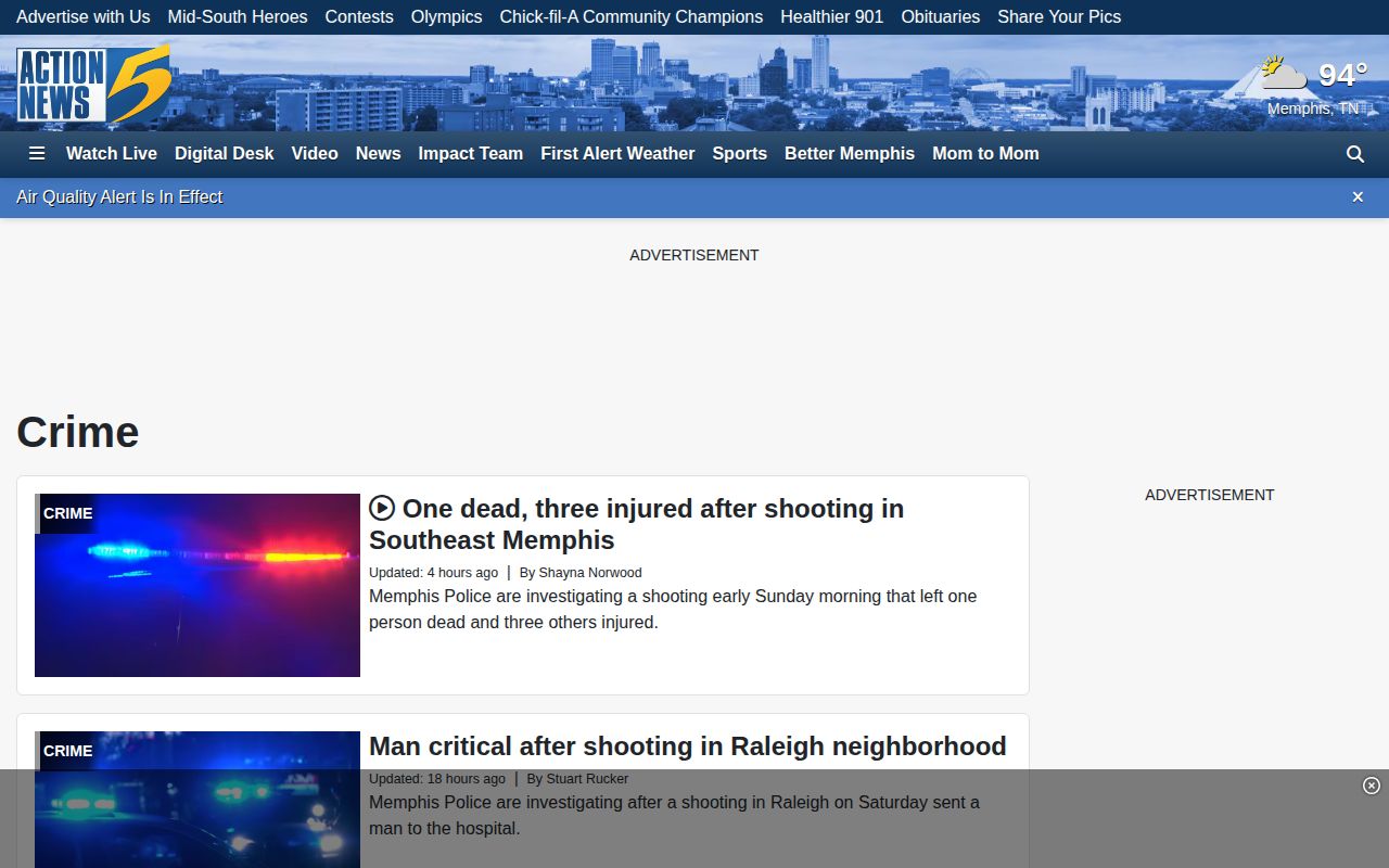 Shelby County crime-news outlet showing public-safety coverage