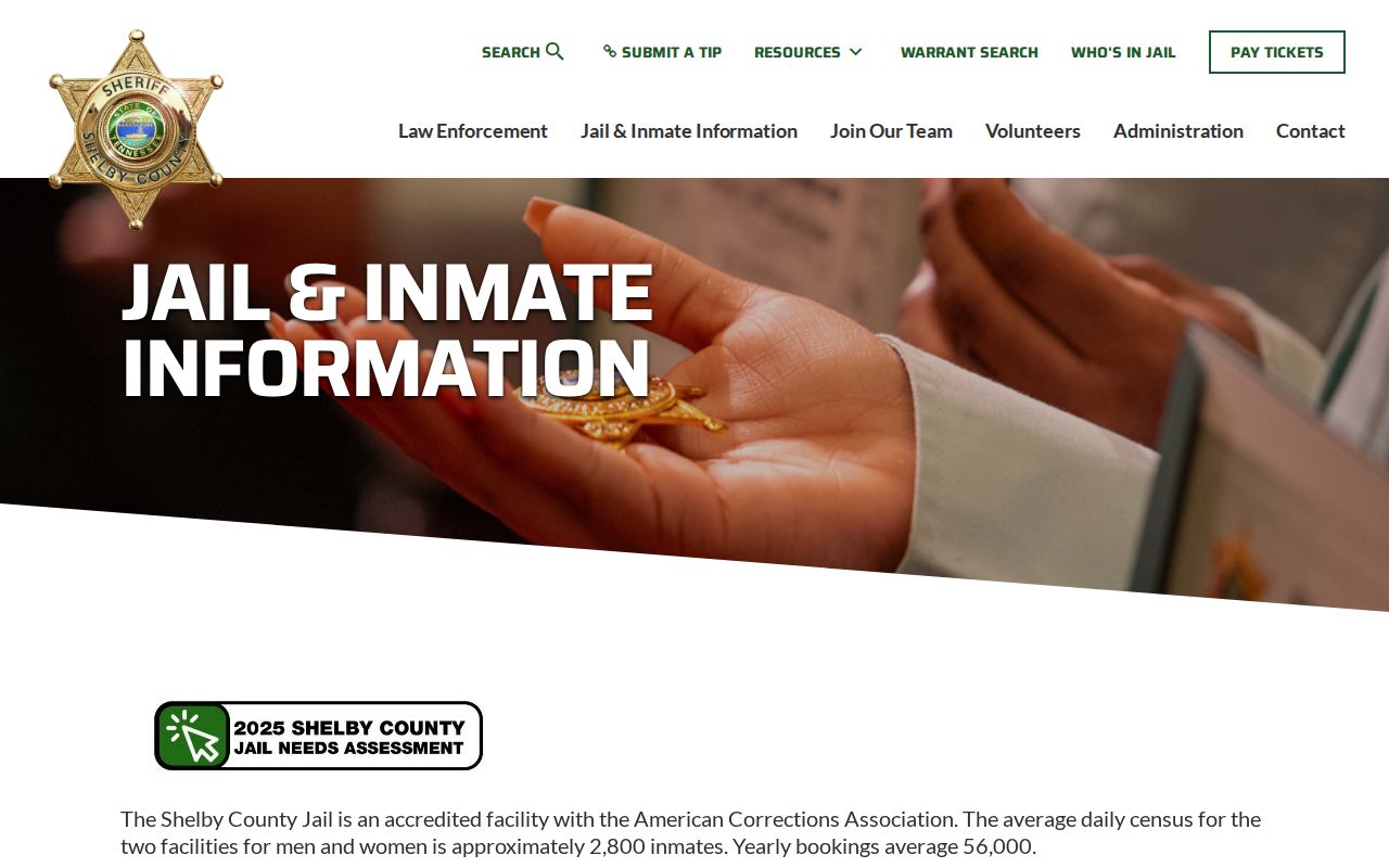 Shelby County jail information for custody records